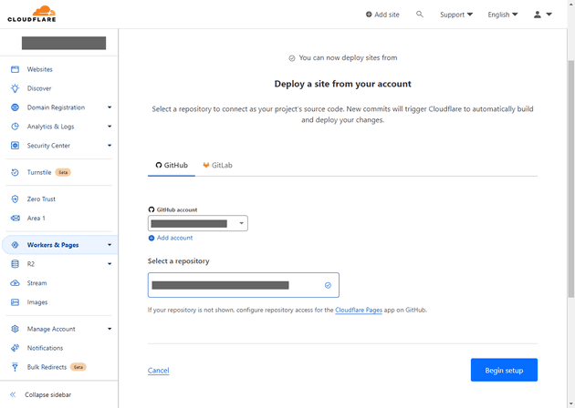 Cloudflare pages deploy a site