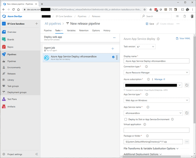 Azure App Service deploy task